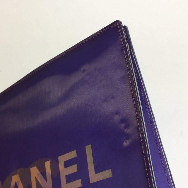 Pre Owned Chanel Purple Hologram Vinyl Square Chain Tote