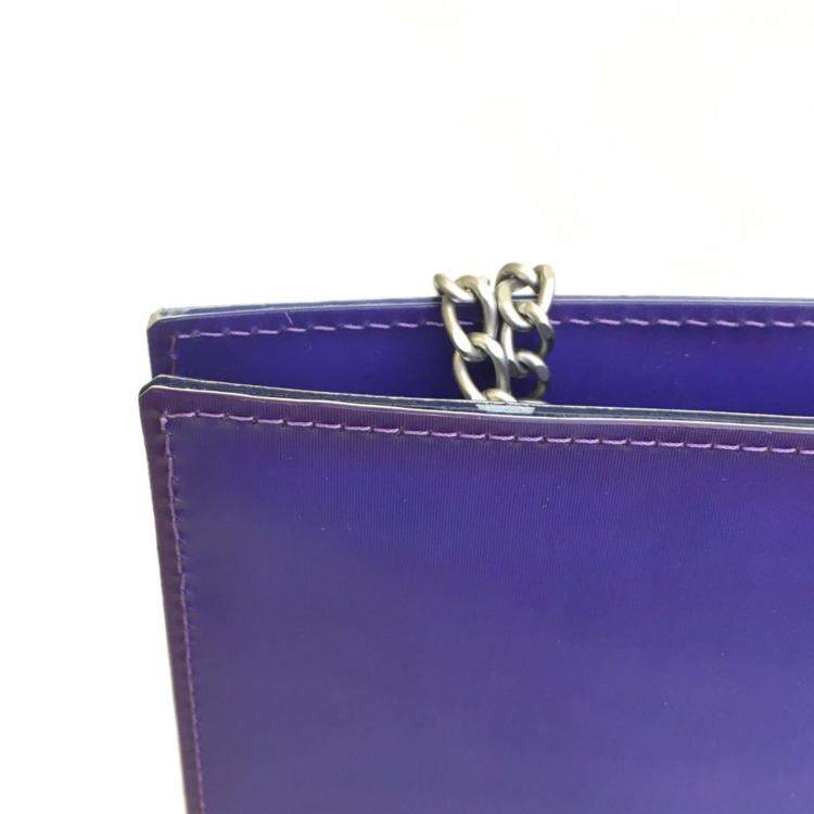 Pre Owned Chanel Purple Hologram Vinyl Square Chain Tote