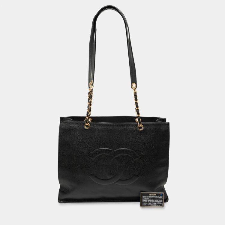 Pre Owned Chanel Black CC Caviar Tote