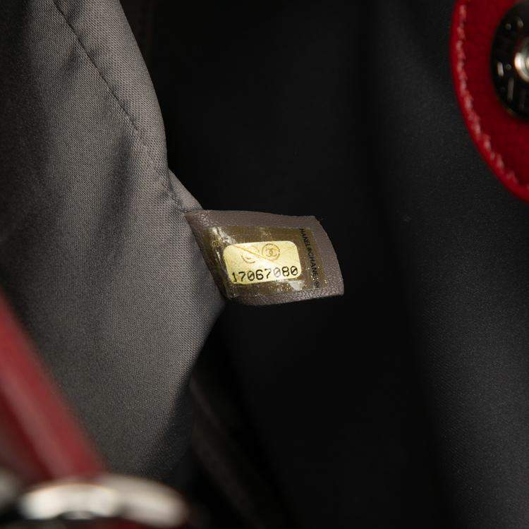 Pre Owned Chanel Red Caviar Vertical Grand Shopping Tote