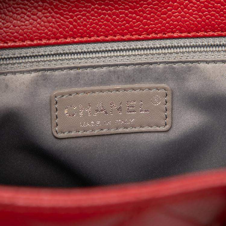 Pre Owned Chanel Red Caviar Vertical Grand Shopping Tote