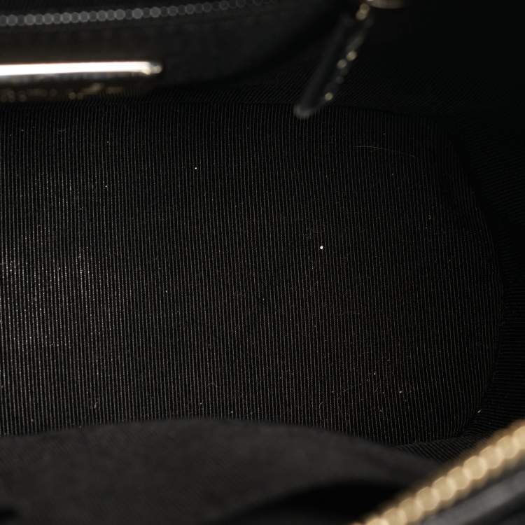 Pre Owned Chanel Gabrielle Small Black Croc Embossed Leather Bucket Bag