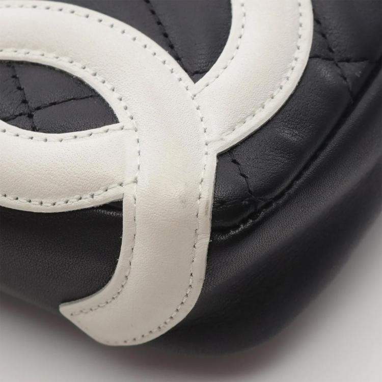 Pre Owned Chanel Cambon Ligne Black White Leather Shoulder Bag