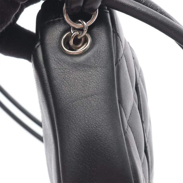 Pre Owned Chanel Cambon Ligne Black White Leather Shoulder Bag