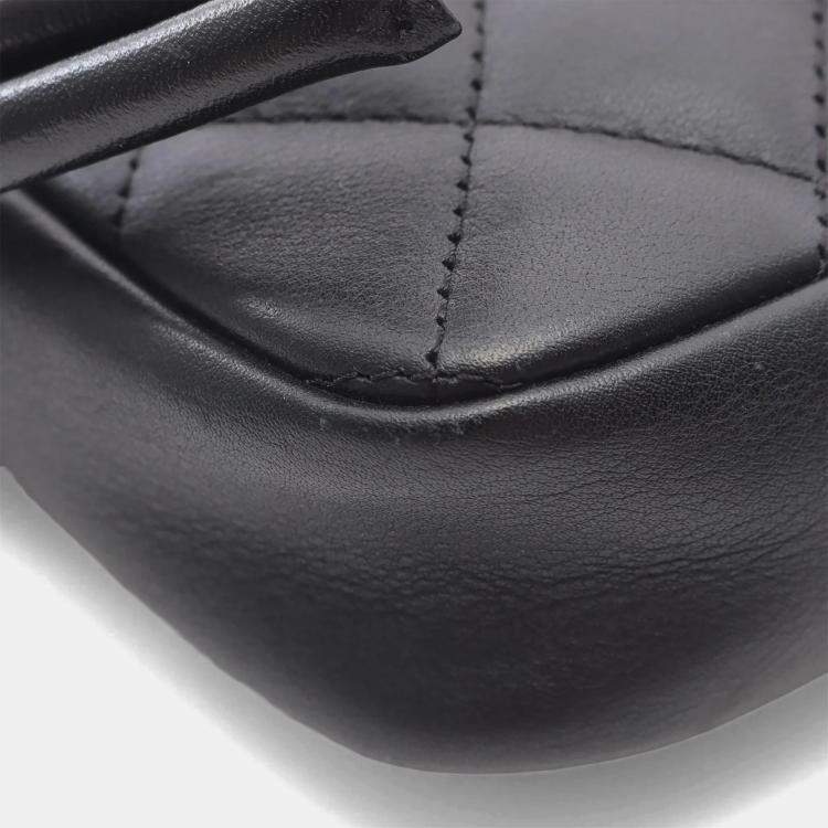 Pre Owned Chanel Cambon Ligne Black White Leather Shoulder Bag