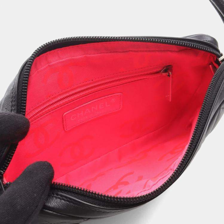 Pre Owned Chanel Cambon Ligne Black White Leather Shoulder Bag