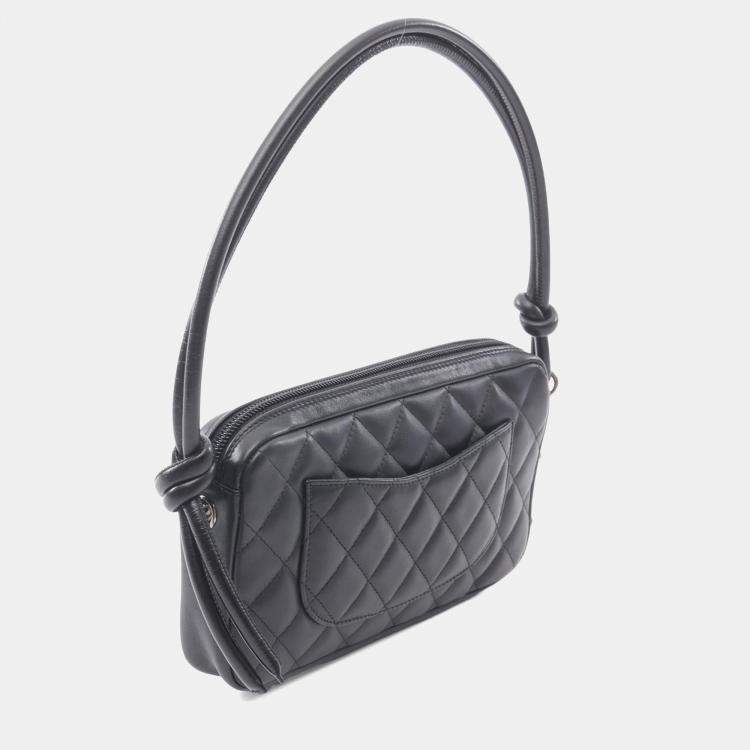 Pre Owned Chanel Cambon Ligne Black White Leather Shoulder Bag
