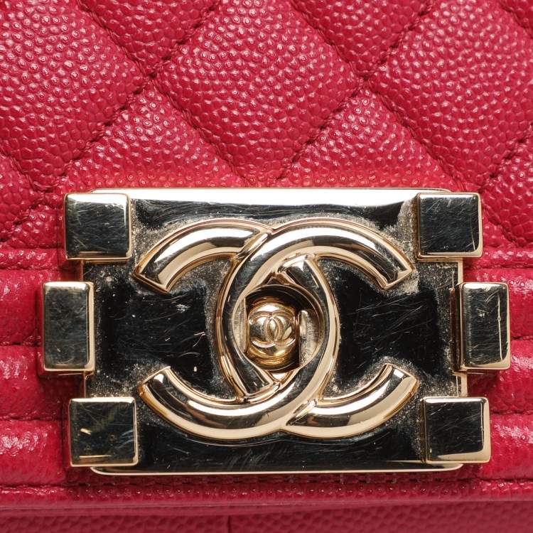 Pre Owned Chanel Mew Medium Boy Pink Quilted Leather Flap bag