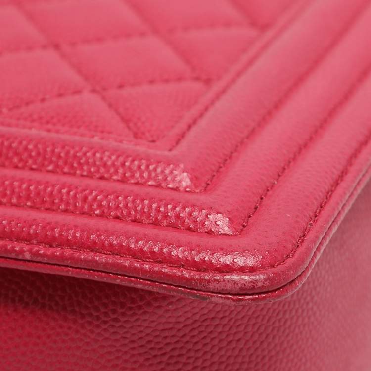 Pre Owned Chanel Mew Medium Boy Pink Quilted Leather Flap bag