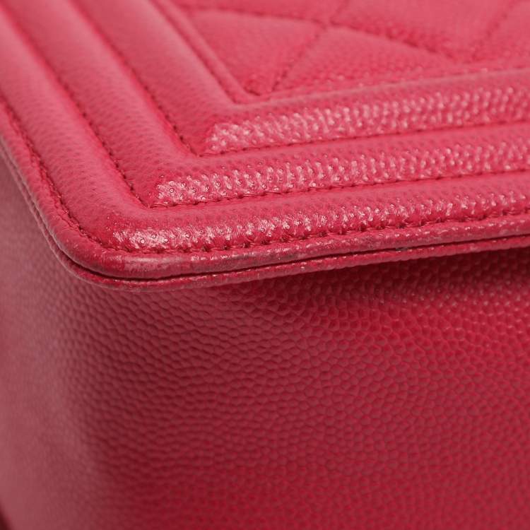 Pre Owned Chanel Mew Medium Boy Pink Quilted Leather Flap bag