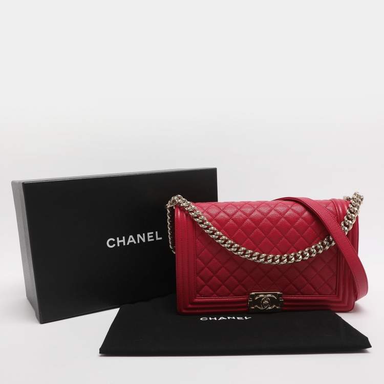 Pre Owned Chanel Mew Medium Boy Pink Quilted Leather Flap bag