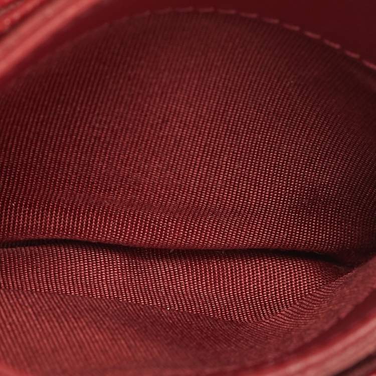 Pre Owned Chanel Boy Red Caviar Quilted Leather Card Holder