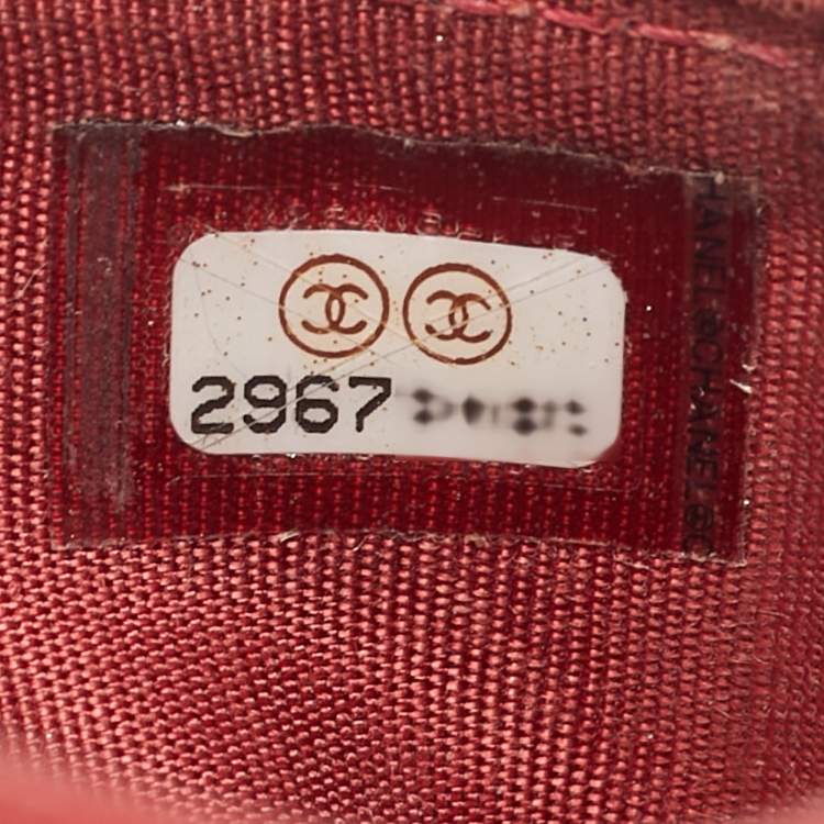 Pre Owned Chanel Boy Red Caviar Quilted Leather Card Holder