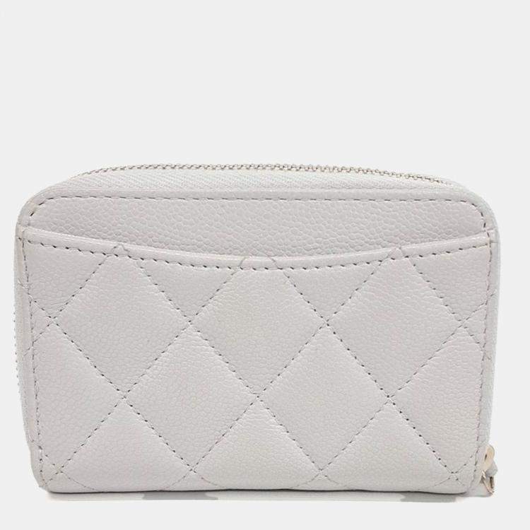 Pre Owned Chanel Grey Leather Caviar Card Holder