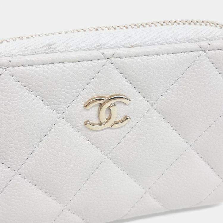 Pre Owned Chanel Grey Leather Caviar Card Holder