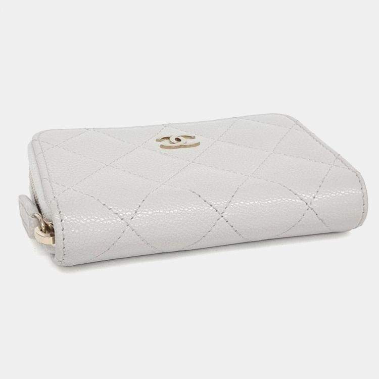 Pre Owned Chanel Grey Leather Caviar Card Holder