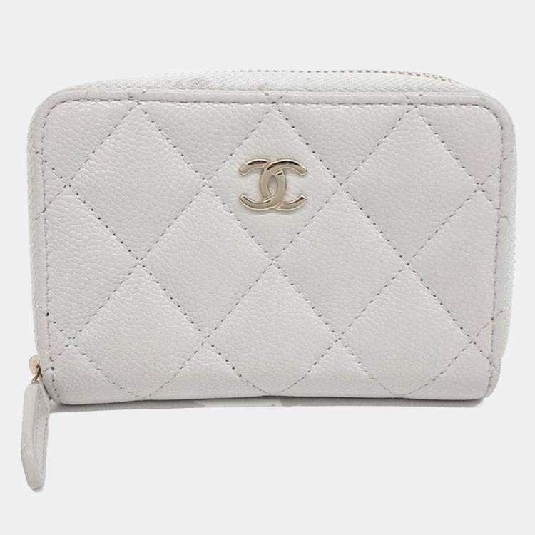 Pre Owned Chanel Grey Leather Caviar Card Holder