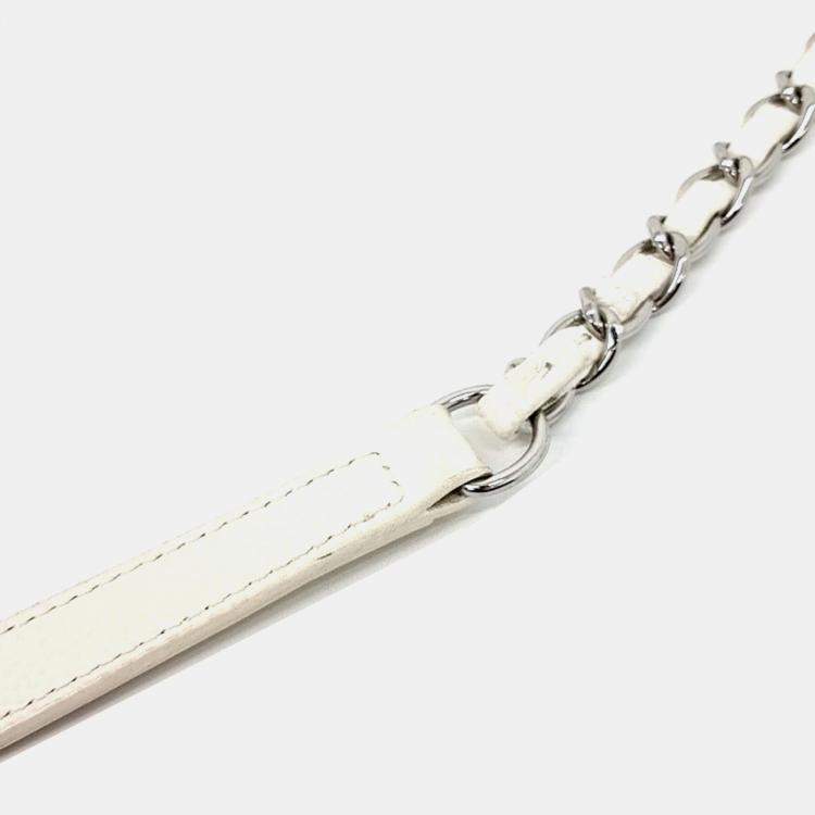 Pre Owned Chanel Cream Leather Caviar Punching Crossbody Bag