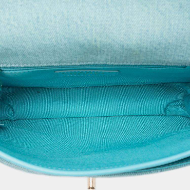 Pre Owned Chanel Blue Small CC Quilted Denim Messenger Flap
