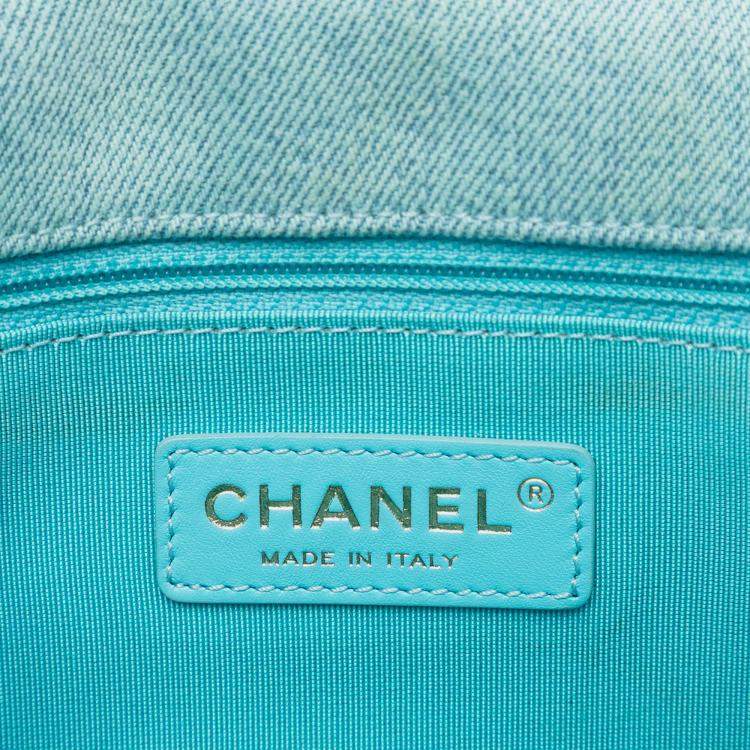 Pre Owned Chanel Blue Small CC Quilted Denim Messenger Flap