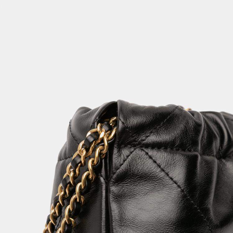 Pre Owned Chanel Black Mini Shiny Calfskin 22 Handbag