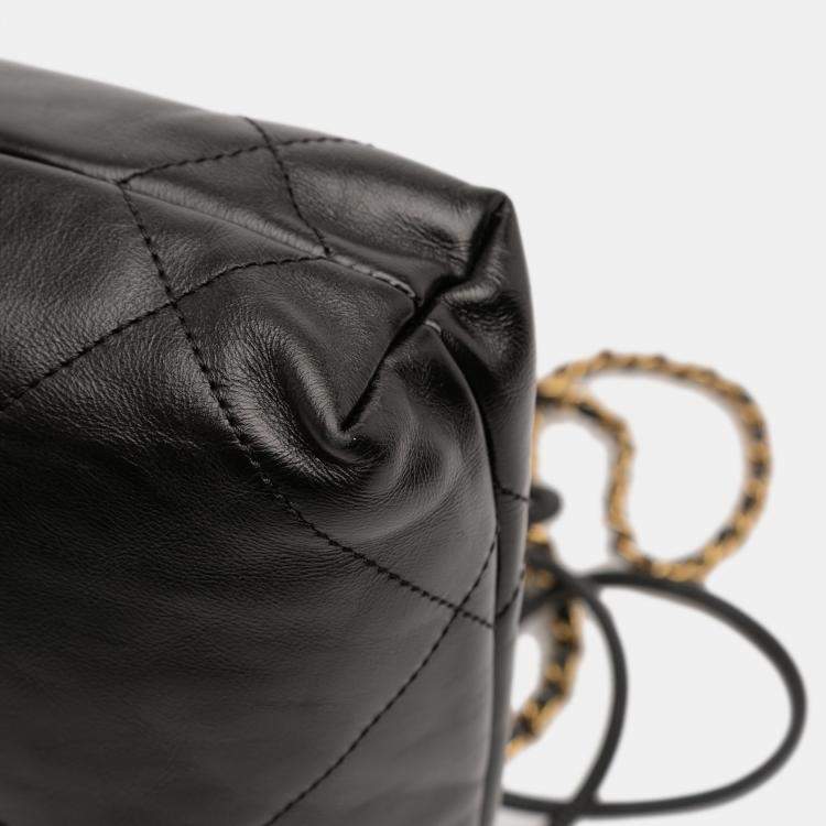 Pre Owned Chanel Black Mini Shiny Calfskin 22 Handbag