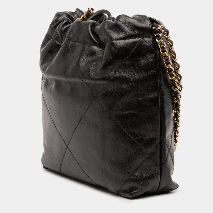 Pre Owned Chanel Black Mini Shiny Calfskin 22 Handbag