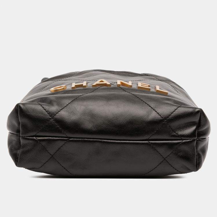 Pre Owned Chanel Black Mini Shiny Calfskin 22 Handbag