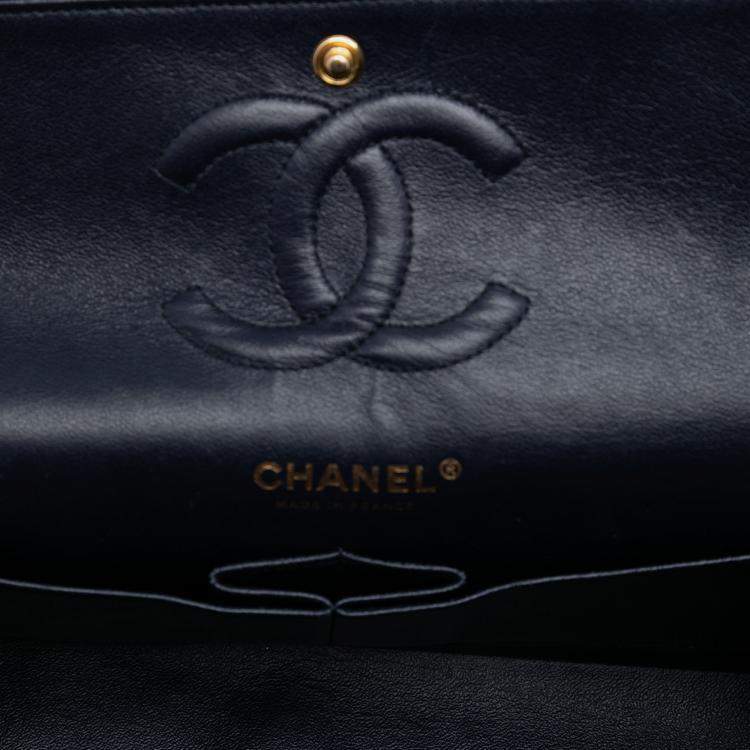 Pre Owned Chanel Blue Medium Classic Caviar Double Flap