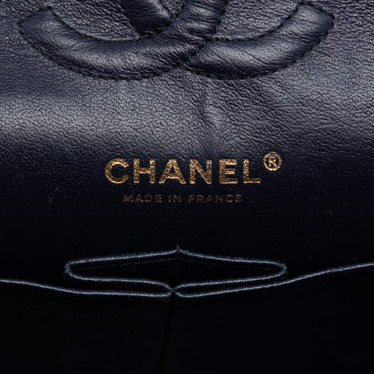 Pre Owned Chanel Blue Medium Classic Caviar Double Flap