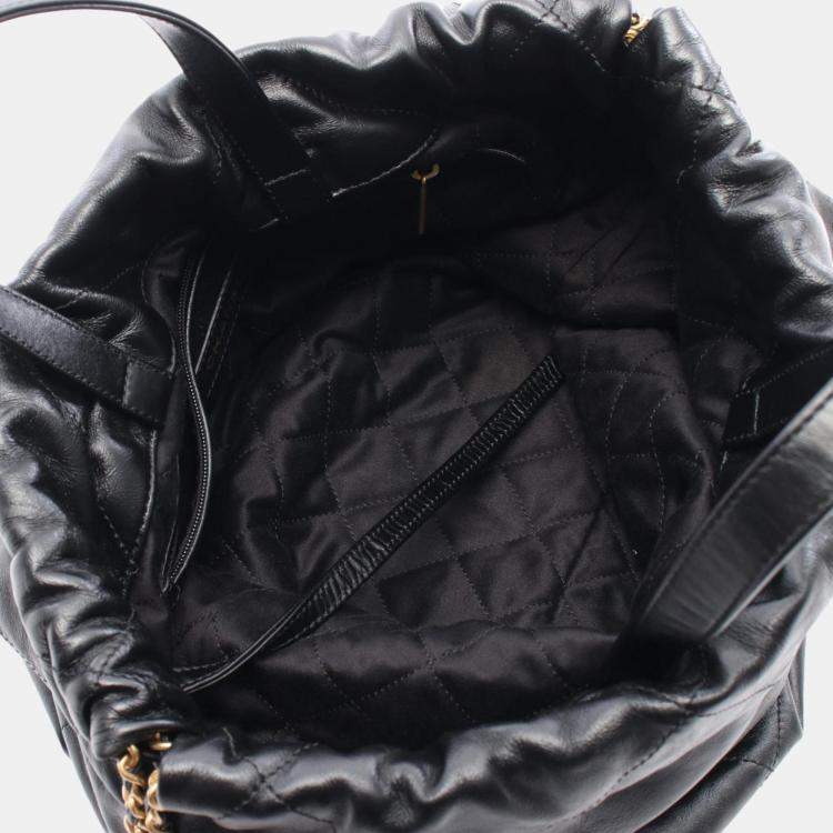 Pre Owned Chanel 22 Large Backpack Leather Black