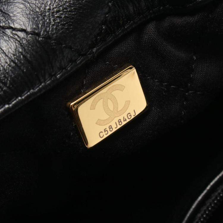 Pre Owned Chanel 22 Large Backpack Leather Black