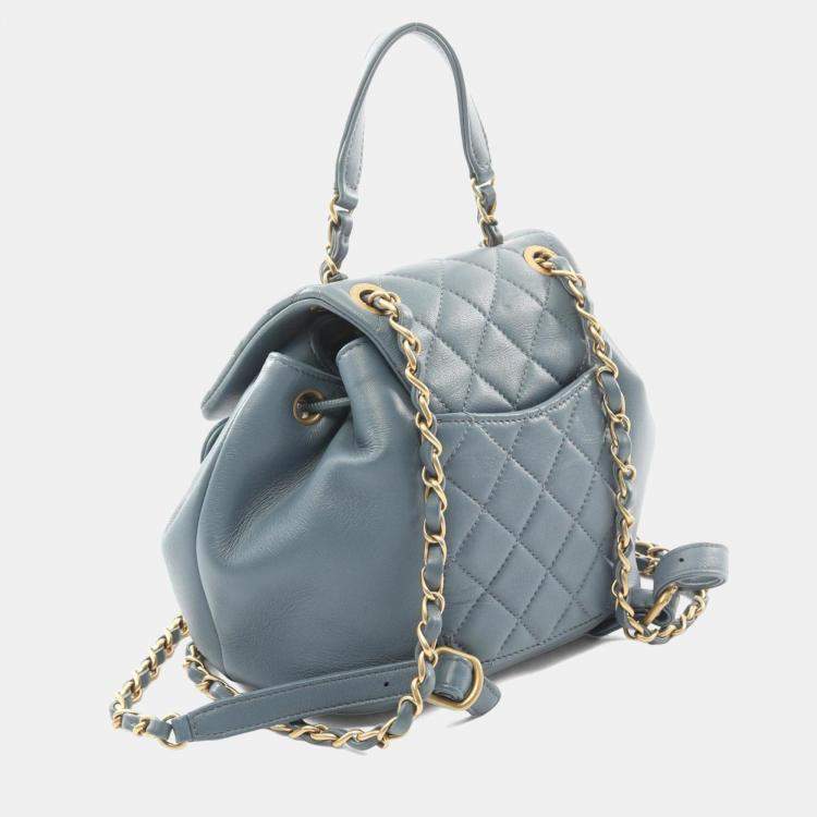 Pre Owned Chanel Matelasse Backpack Lambskin (Sheepskin) Blue