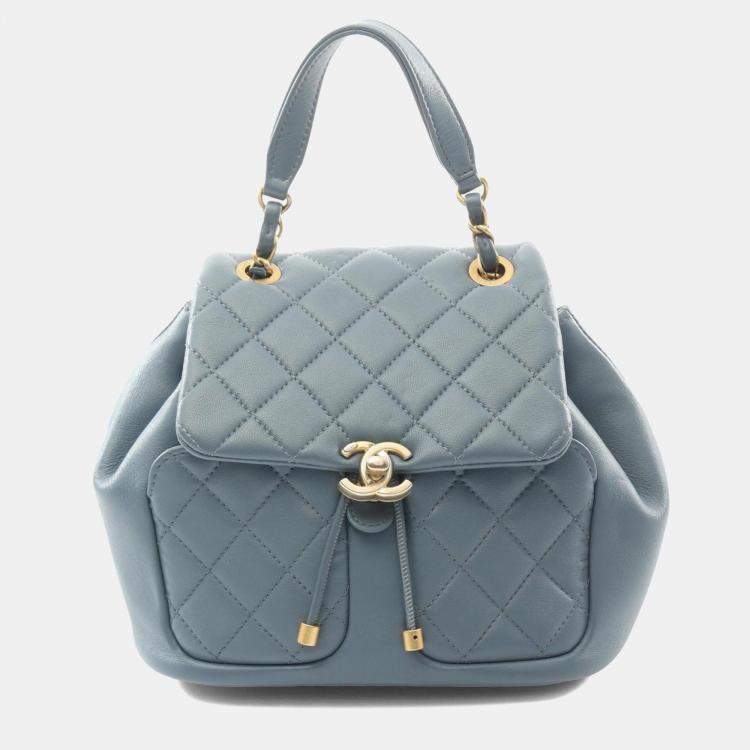 Pre Owned Chanel Matelasse Backpack Lambskin (Sheepskin) Blue