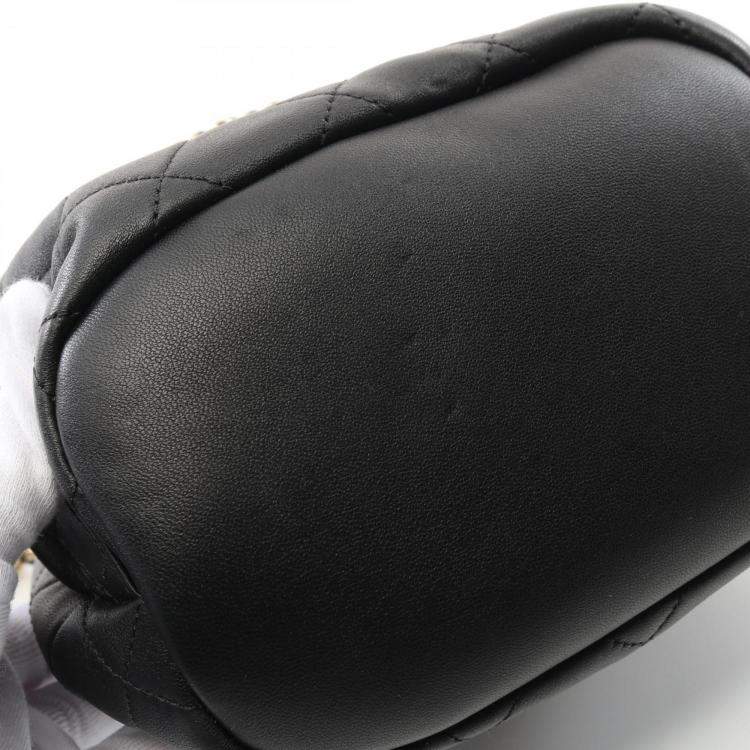 Pre Owned Chanel Matelasse Studded Coco Mark Backpack Leather Black