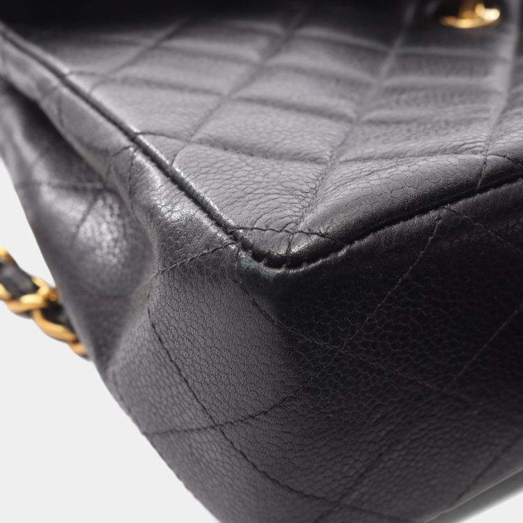 Pre Owned Chanel Matelasse Backpack Bag In Calfskin Leather Black