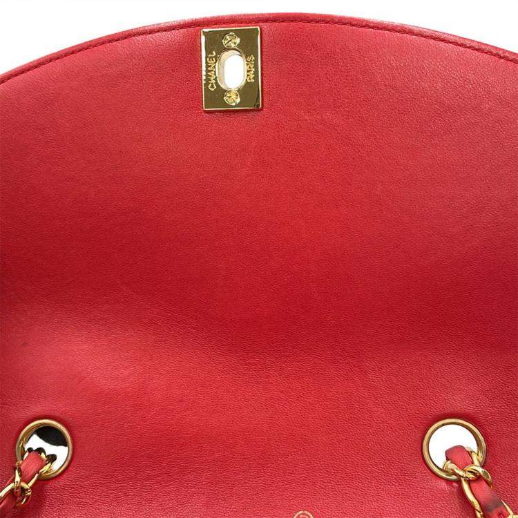 Pre Owned Chanel Chain Shoulder Bag Matelasse Coco Mark Diana Lambskin