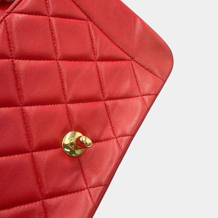 Pre Owned Chanel Chain Shoulder Bag Matelasse Coco Mark Diana Lambskin