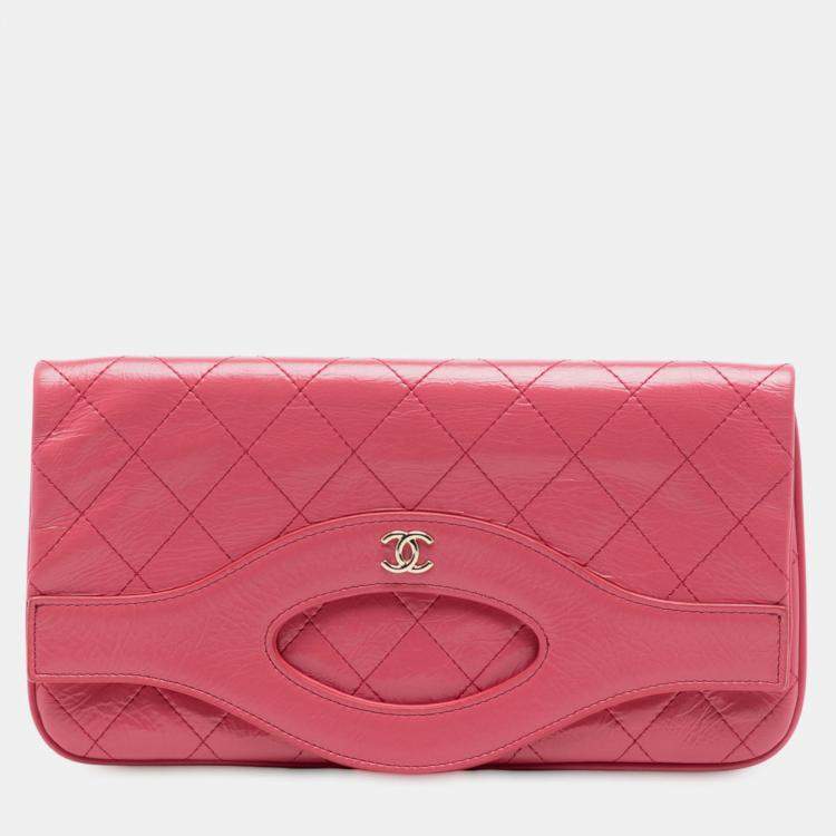 Pre Owned Chanel Pink Crumpled Calfskin 31 Clutch