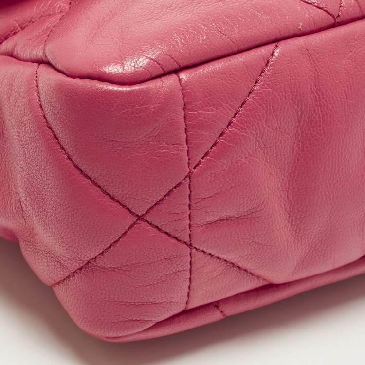 Pre Owned Chanel 19 Small Pink Quilted Leather Flap Bag