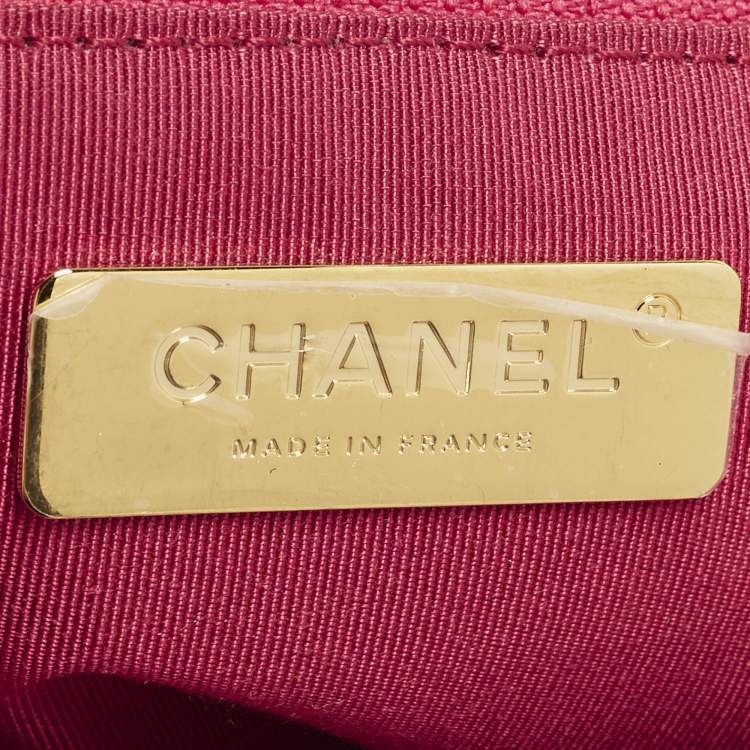 Pre Owned Chanel 19 Small Pink Quilted Leather Flap Bag