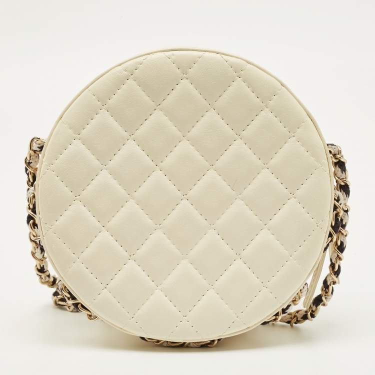 Pre Owned Chanel La Pausa Lifesaver White/Black Leather Round Bag