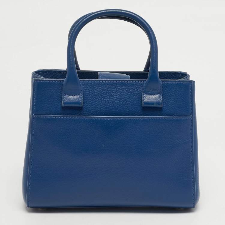 Pre Owned Chanel Neo Executive Mini Blue Leather Tote