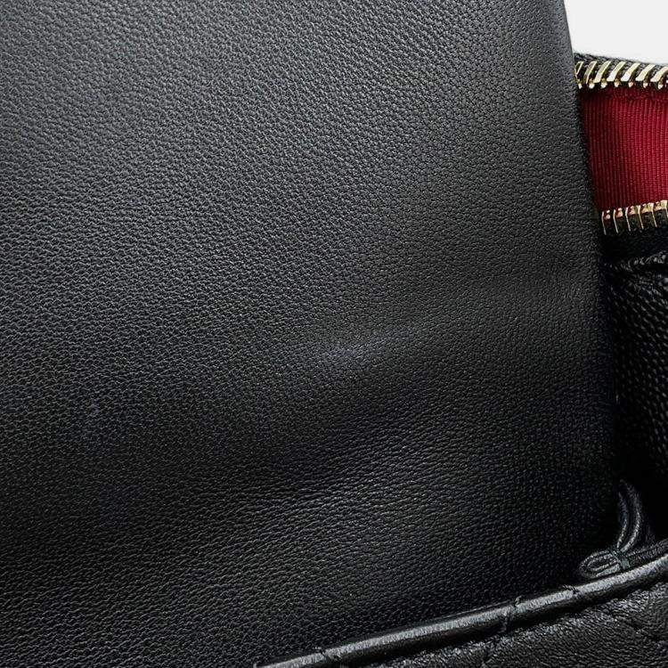 Pre Owned Chanel Bowling Bag Black Caviar Leather Lambskin Size Large