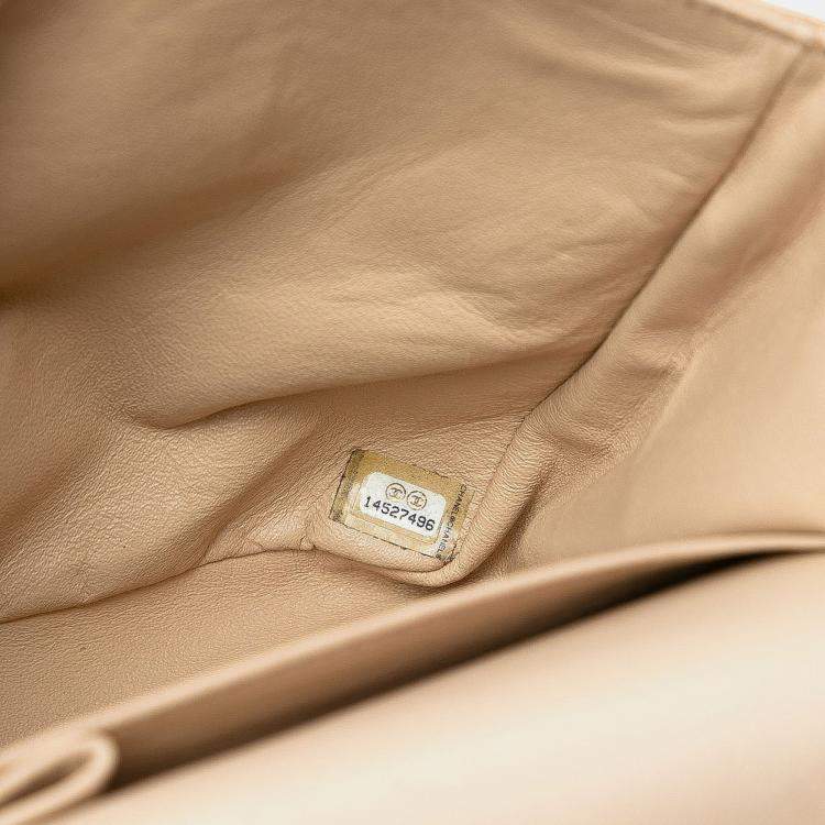 Pre Owned Chanel Beige Jumbo Classic Caviar Double Flap