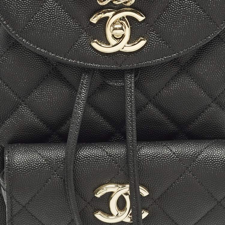 Pre Owned Chanel Duma Black Caviar Quilted Leather Mini Backpack