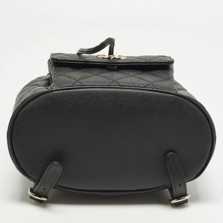 Pre Owned Chanel Duma Black Caviar Quilted Leather Mini Backpack