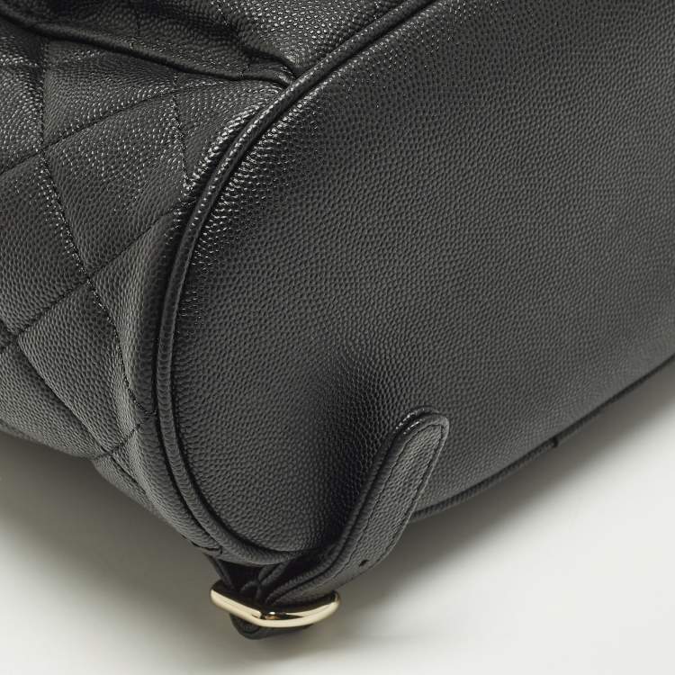 Pre Owned Chanel Duma Black Caviar Quilted Leather Mini Backpack