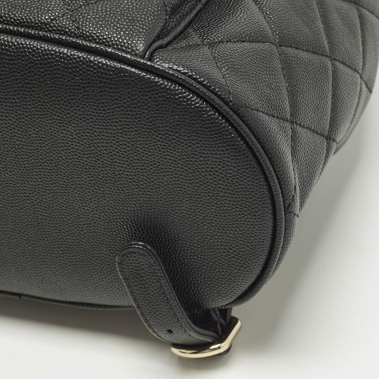 Pre Owned Chanel Duma Black Caviar Quilted Leather Mini Backpack