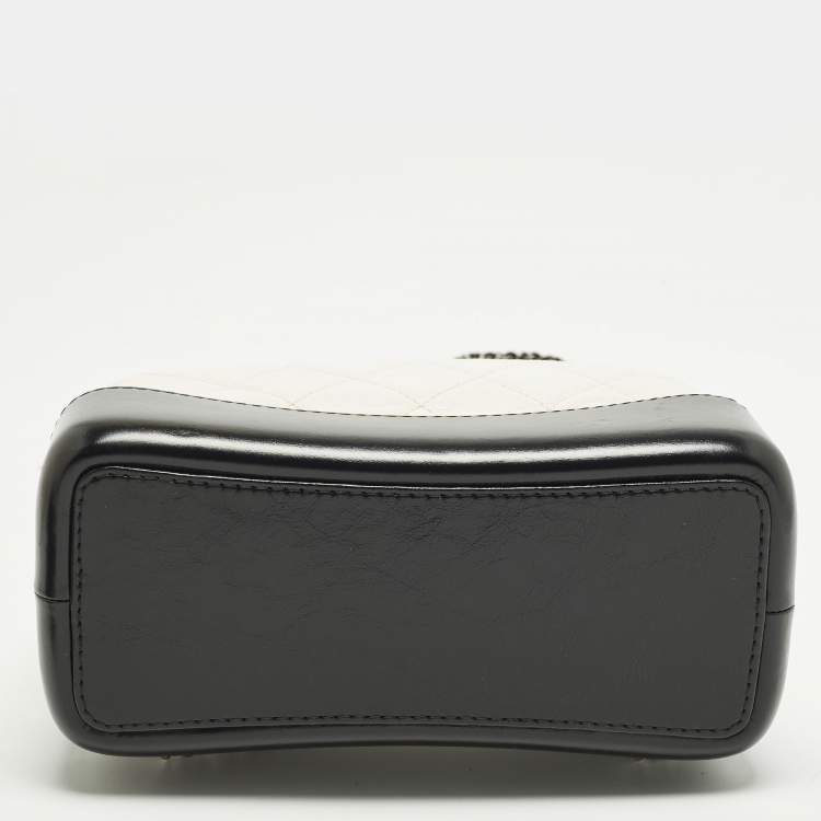 Pre Owned Chanel Gabrielle Mini White/Black Aged Leather Mini Backpack